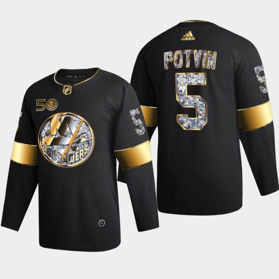 2022 23 denis potvin islanders black golden diamond 50th anniversary jersey