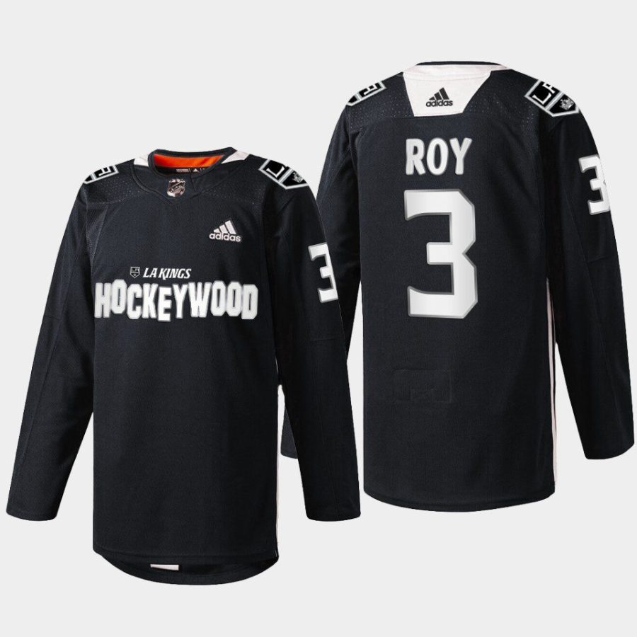 2022 matt roy la kings black hockey wood warm up jersey