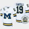 adam fantilli michigan wolverines white 100th anniversary hockey jersey