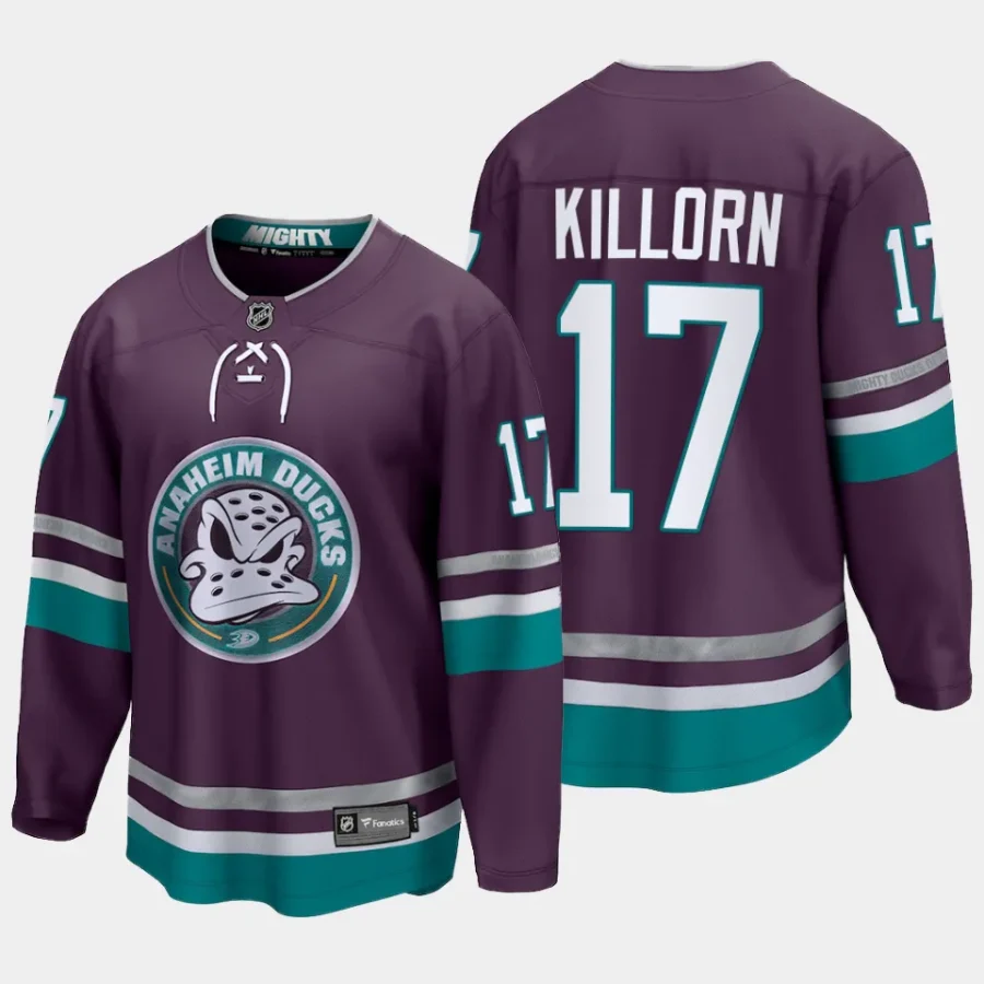 anaheim ducks alex killorn 30th anniversary 2023 24 premier breakaway player jersey purple