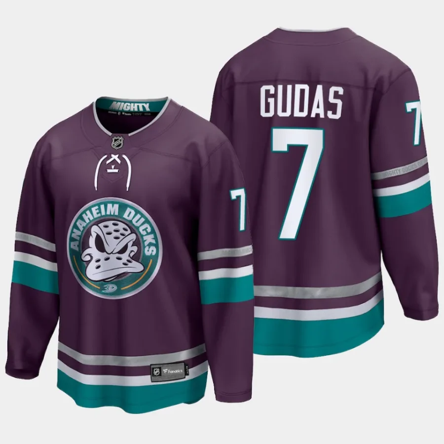 anaheim ducks radko gudas 30th anniversary 2023 24 premier breakaway player jersey purple