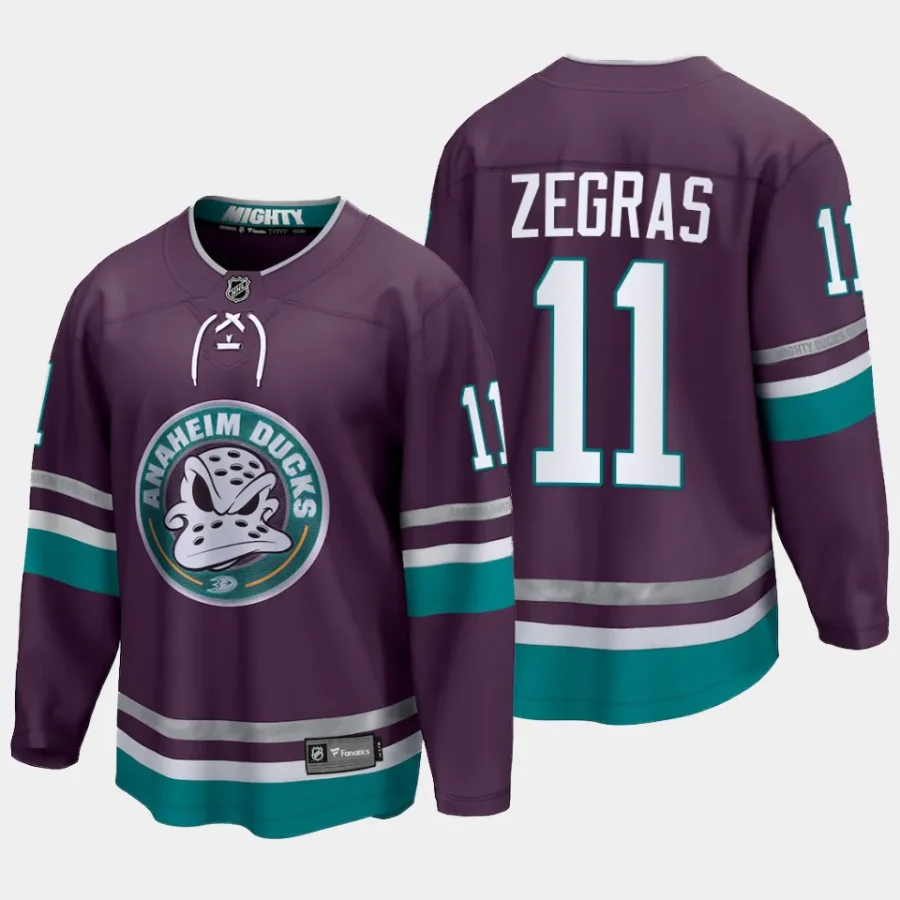 anaheim ducks trevor zegras 30th anniversary 2023 24 premier breakaway player jersey purple