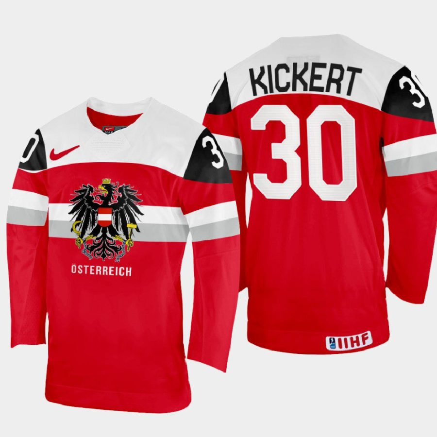 austria hockey david kickert 2022 iihf world championship away jersey red