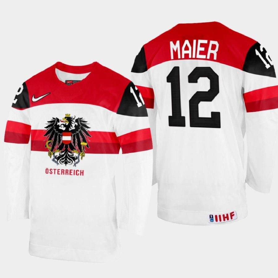 austria hockey david maier 2022 iihf world championship home jersey white