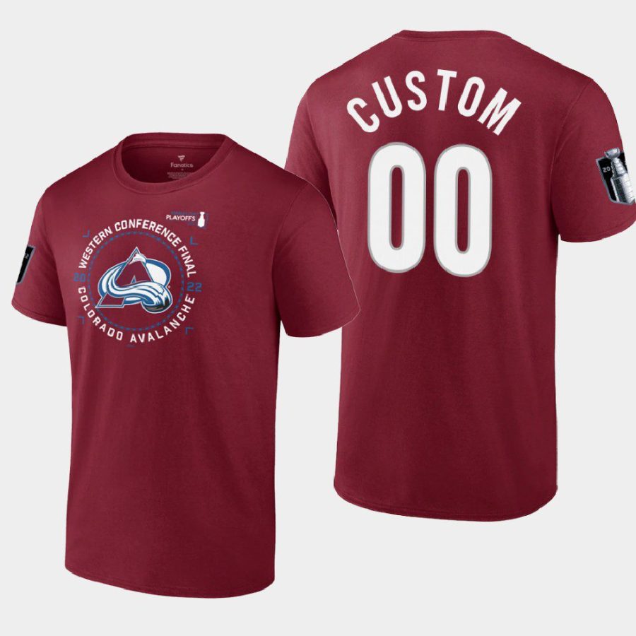 avalanche custom burgundy western finals 2022 stanley cup playoffs tee