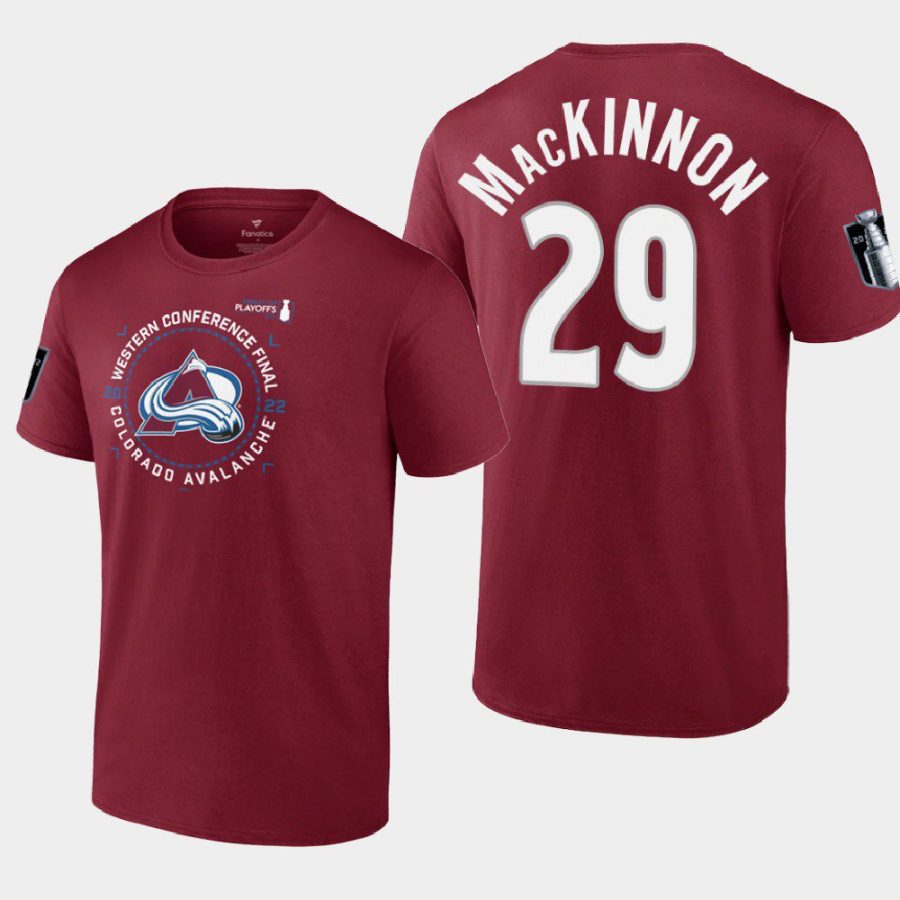 avalanche nathan mackinnon burgundy western finals 2022 stanley cup playoffs tee