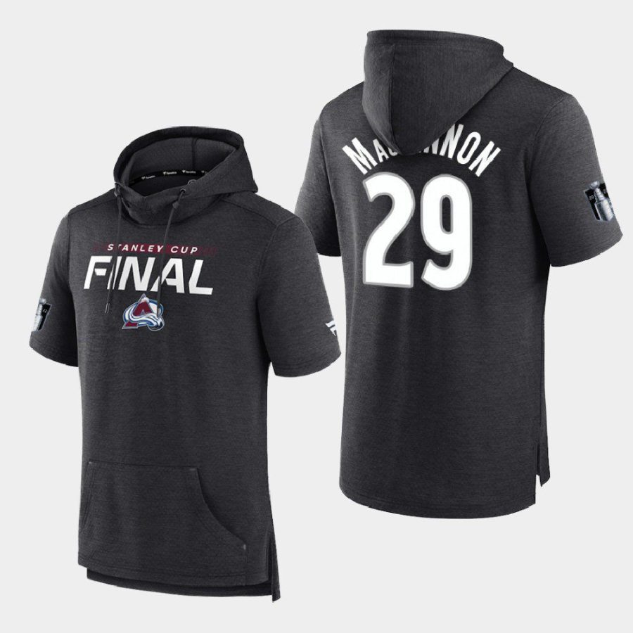 avalanche nathan mackinnon charcoal 2022 stanley cup finals short sleeve hoodie