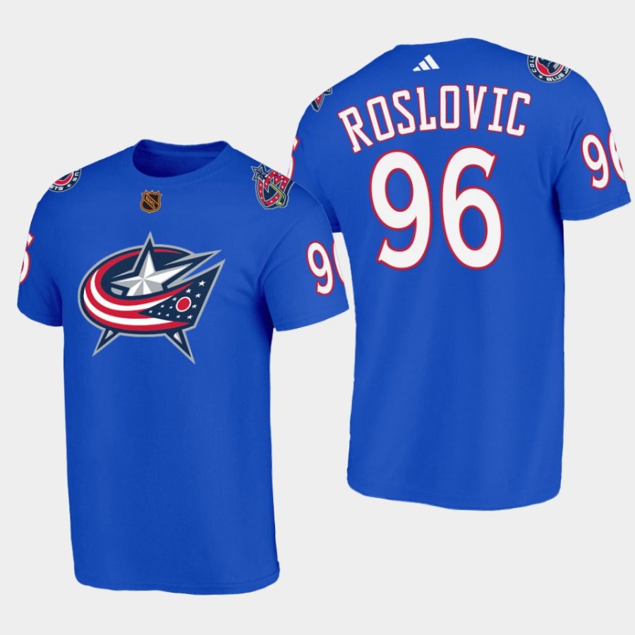 blue jackets jack roslovic blue reverse retro 2.0 special edition t shirt