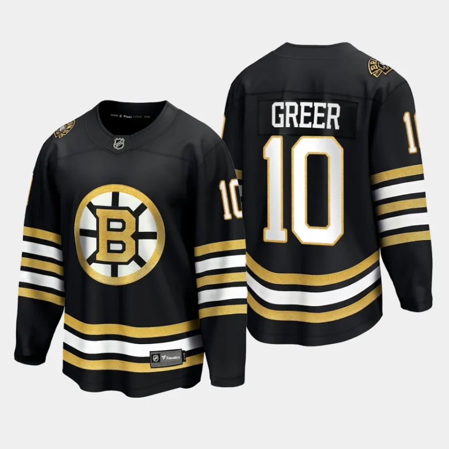 boston bruins a.j. greer 100th anniversary 2023 24 premier jersey black