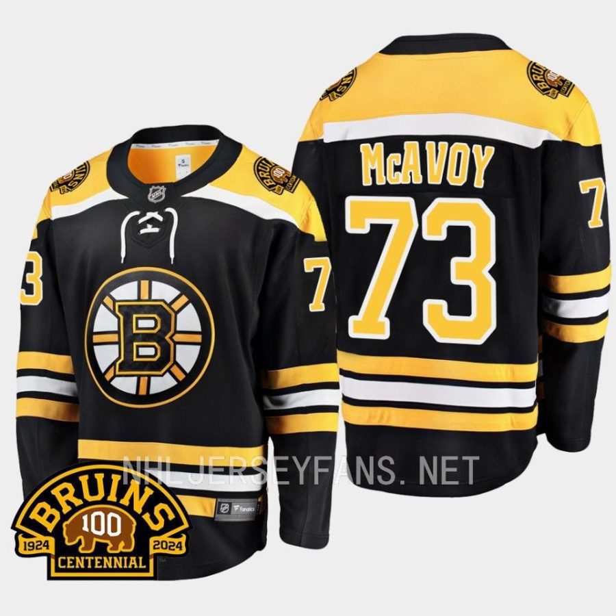 boston bruins charlie mcavoy 100th centennial 2023 24 home jersey black