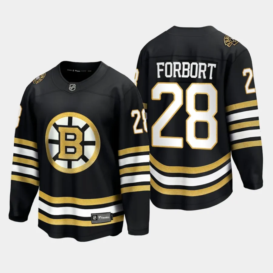 boston bruins derek forbort 100th anniversary 2023 24 premier jersey black