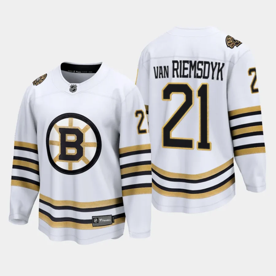 boston bruins james van riemsdyk 100th anniversary 2023 24 premier breakaway player jersey white