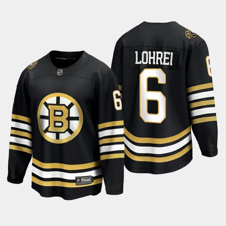 boston bruins mason lohrei 100th anniversary 2023 24 premier jersey black