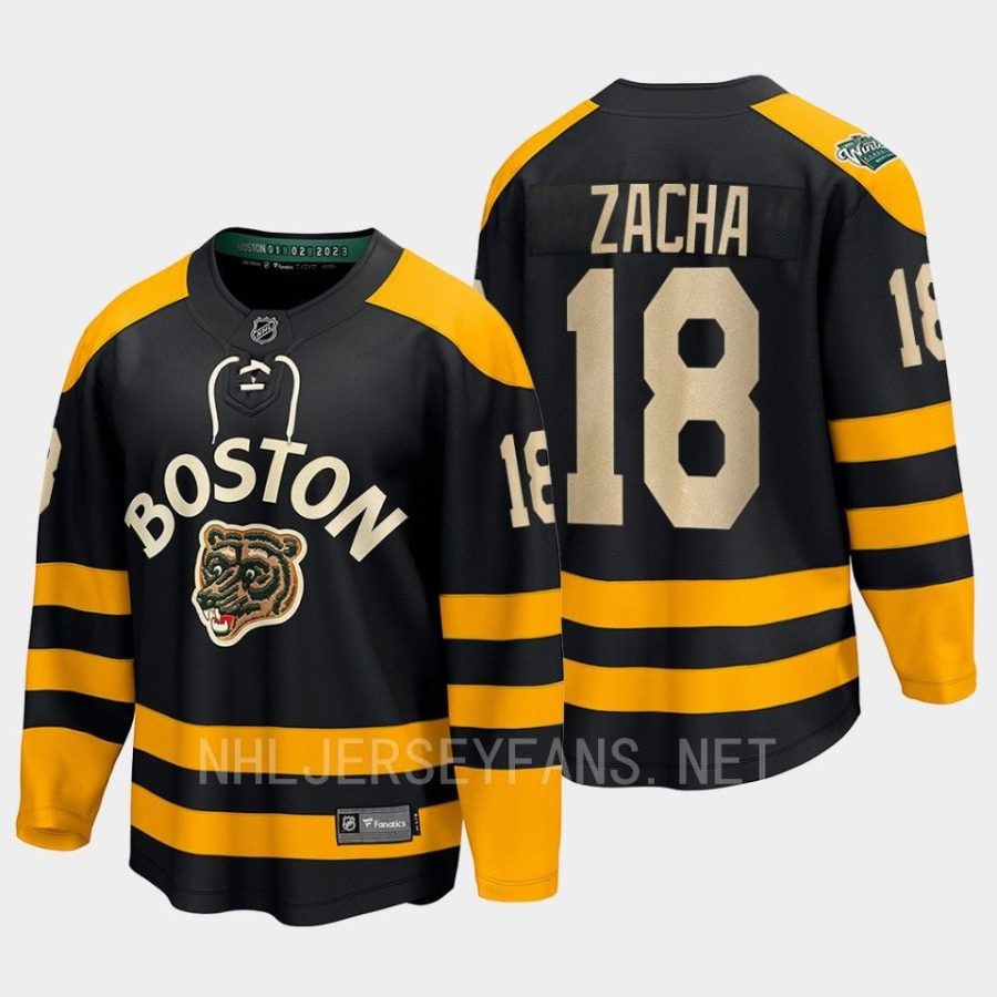 boston bruins pavel zacha 2023 winter classic breakaway jersey black