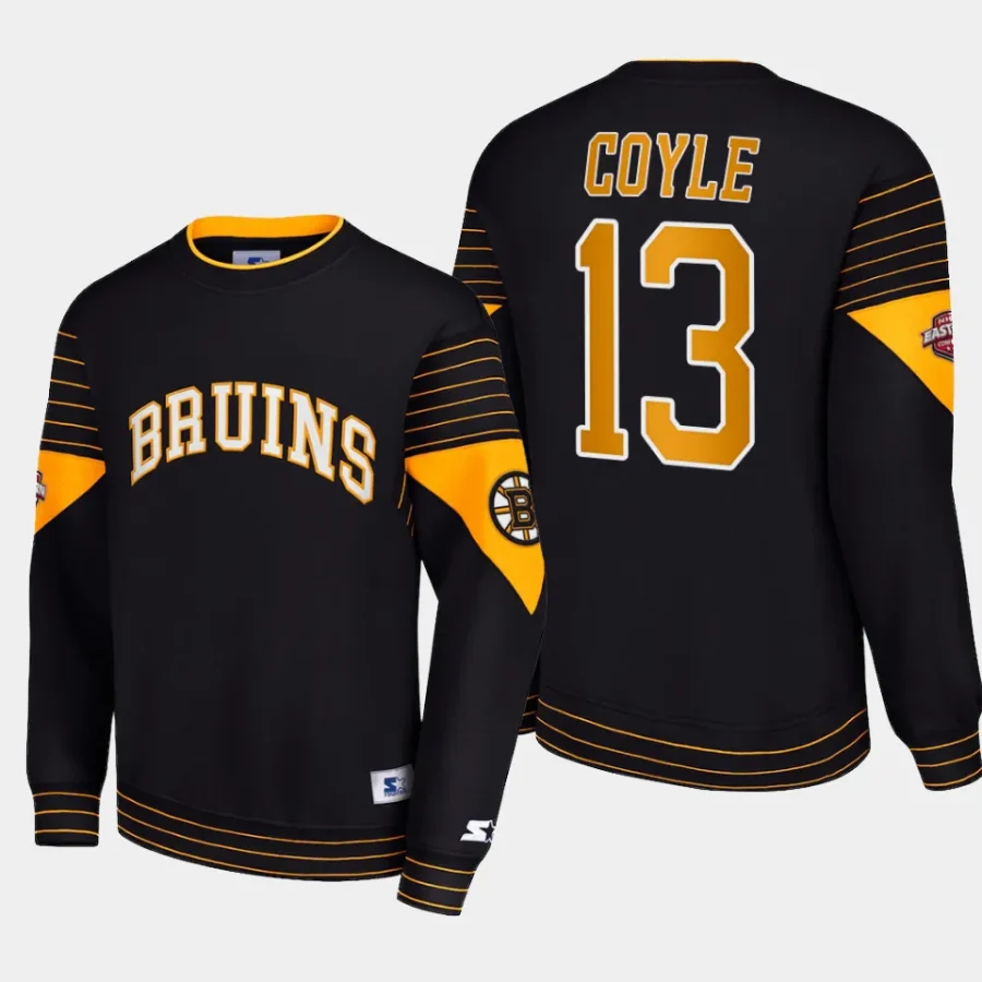 bruins charlie coyle black faceoff starter pullover sweatshirt