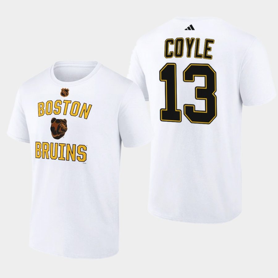 bruins charlie coyle white wheelhouse reverse retro 2.0 t shirt