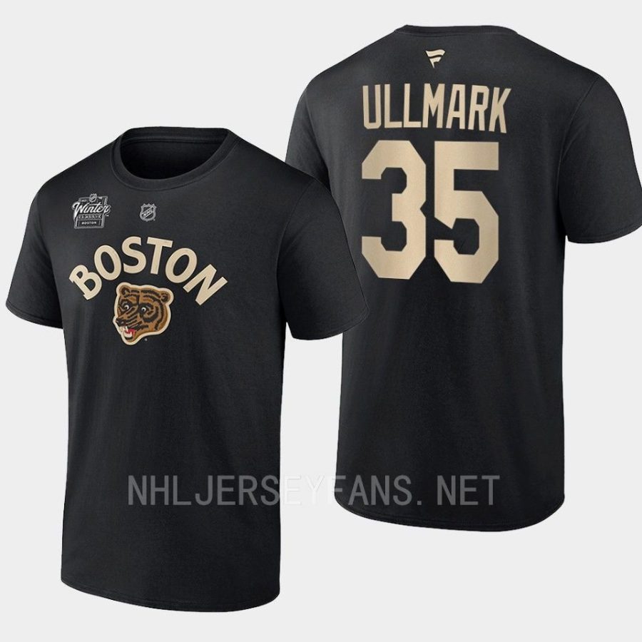 bruins linus ullmark blackspoked b logo 2023 winter classic t shirt