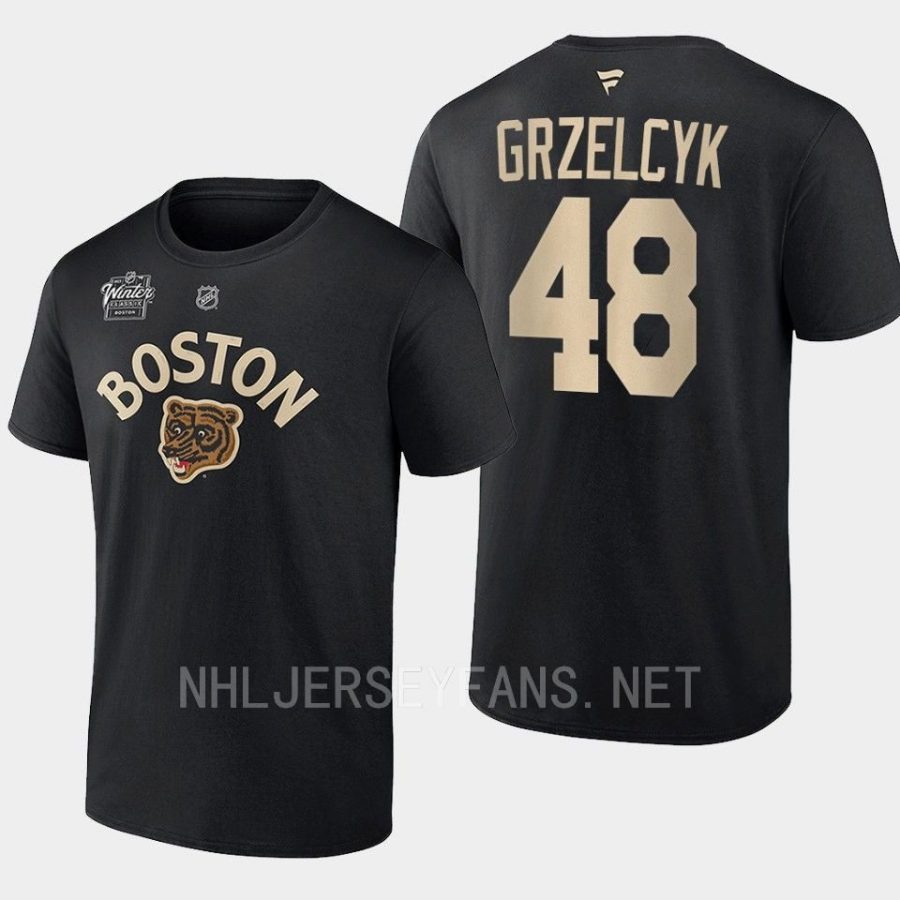 bruins matt grzelcyk blackspoked b logo 2023 winter classic t shirt