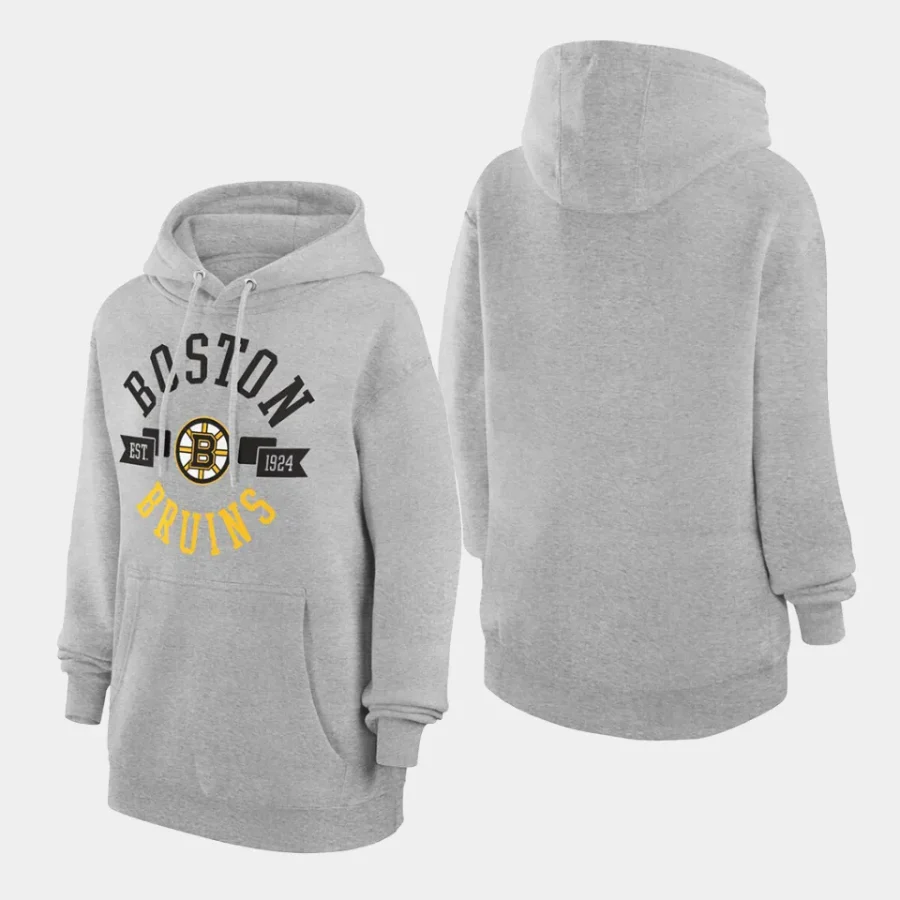 bruins women heather gray city graphic fleece pullover hoodie