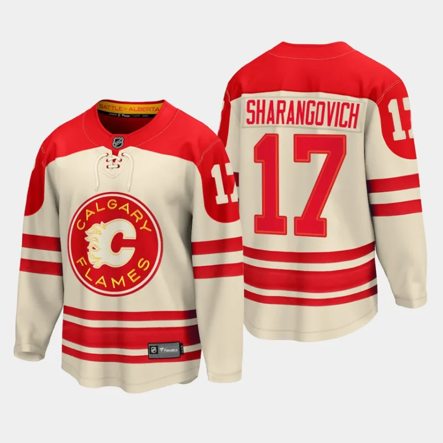 calgary flames yegor sharangovich 2023 nhl heritage classic premier breakaway player jersey cream