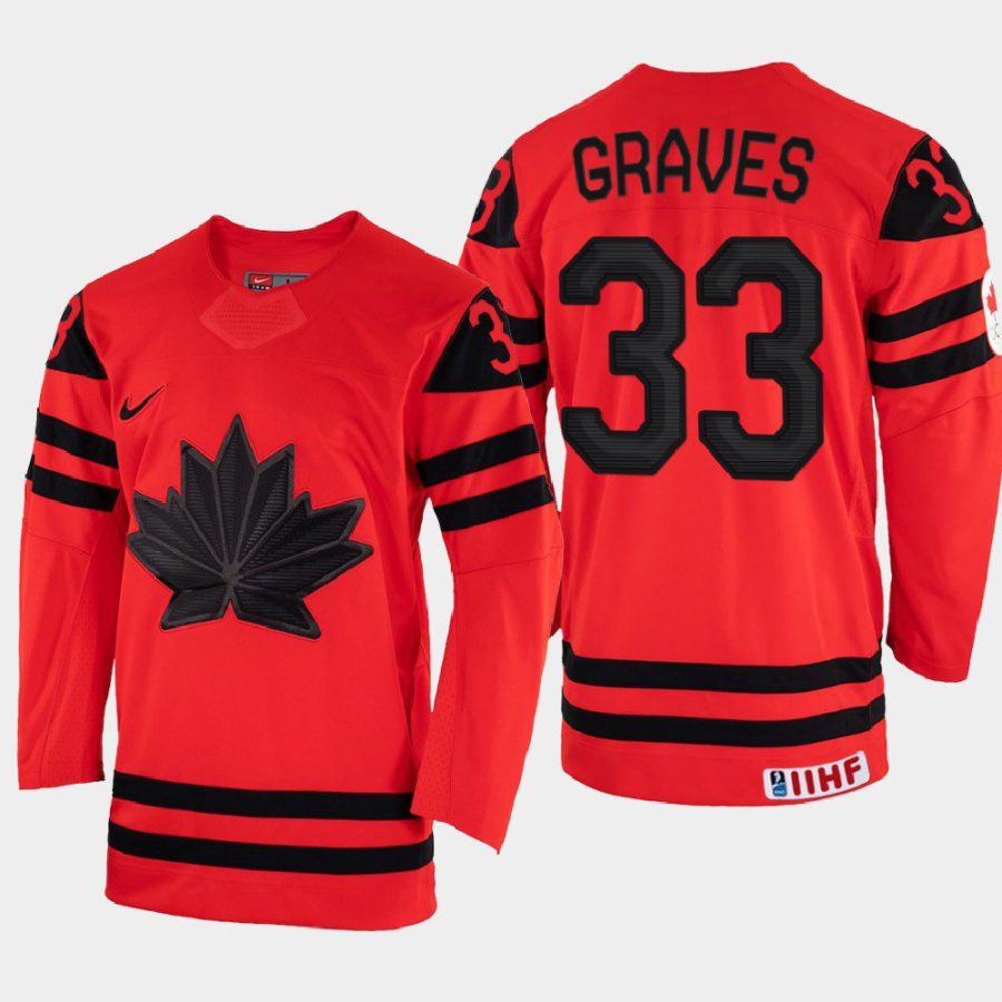 canada hockey ryan graves 2022 iihf world championship away jersey red