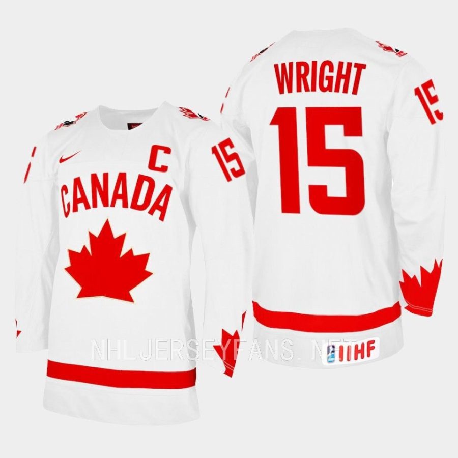 canada hockey shane wright 2023 iihf wjc one leaf jersey white