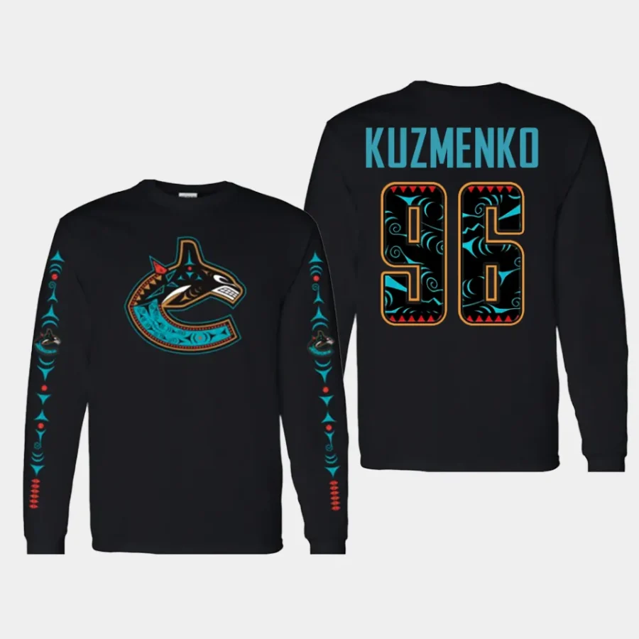 canucks andrei kuzmenko black first nations 2023 long sleeve t shirt