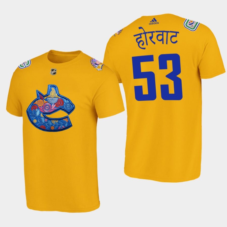 canucks bo horvat yellow diwali night limited t shirt