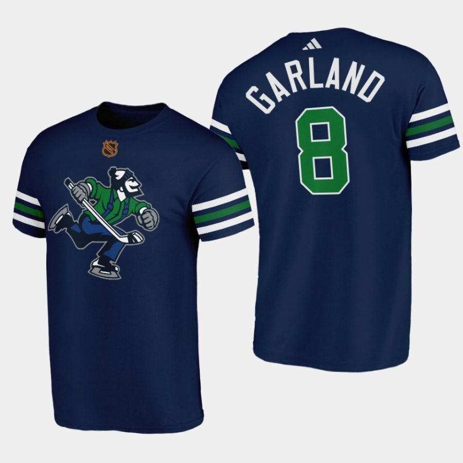 canucks conor garland navy johnny canuck reverse retro t shirt