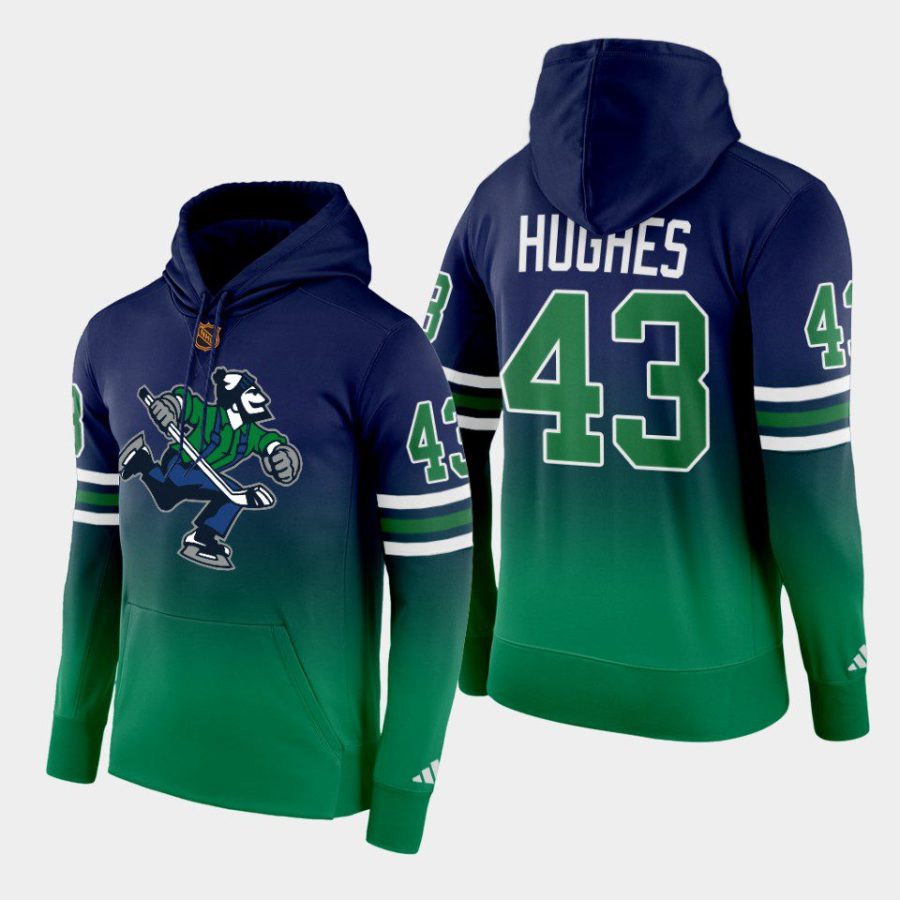 canucks quinn hughes navy green reverse retro 2.0 special edition hoodie