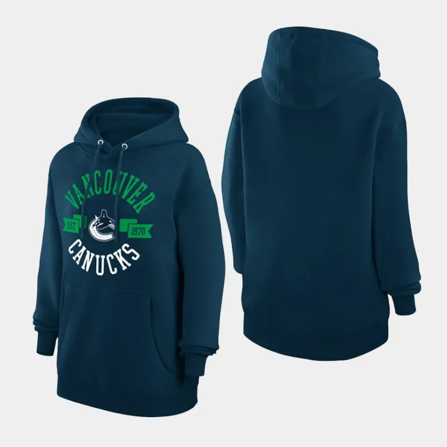 canucks women navy city graphic fleece pullover hoodie