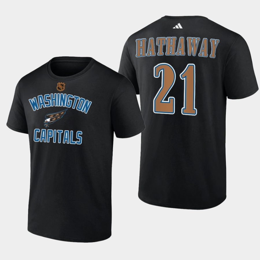 capitals garnet hathaway black reverse retro 2.0 wheelhouse t shirt