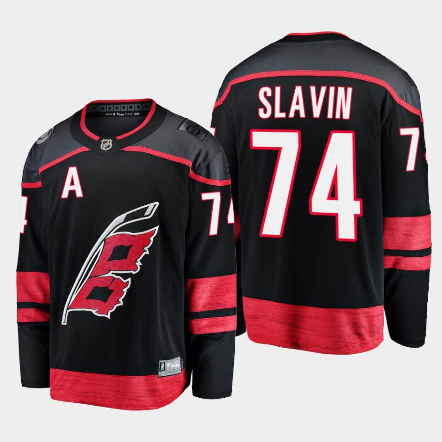 carolina hurricanes jaccob slavin primary home 2022 23 breakaway player jersey black