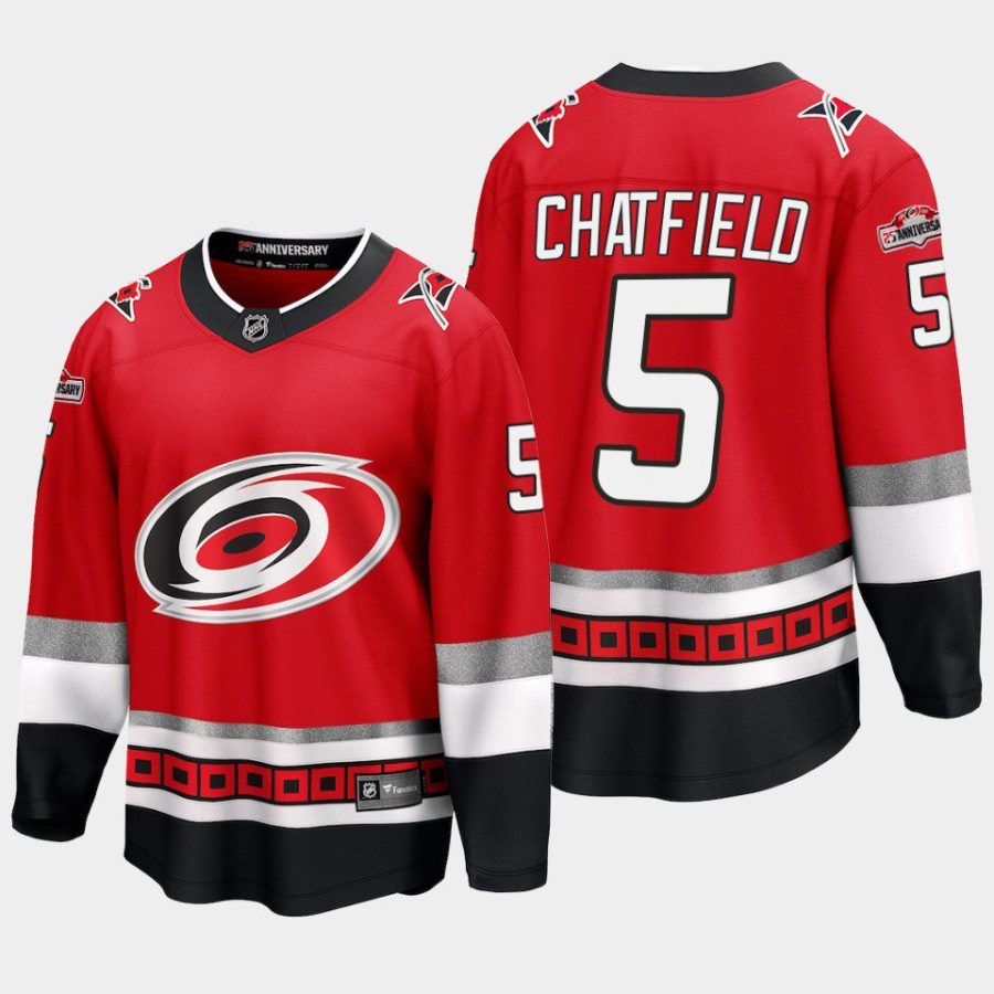 carolina hurricanes jalen chatfield 25th anniversary premier jersey red