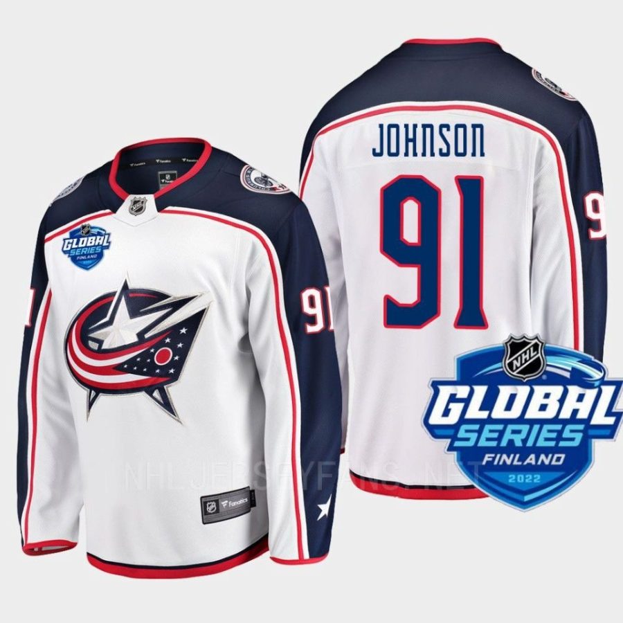 columbus blue jackets kent johnson 2022 nhl global series away jersey white