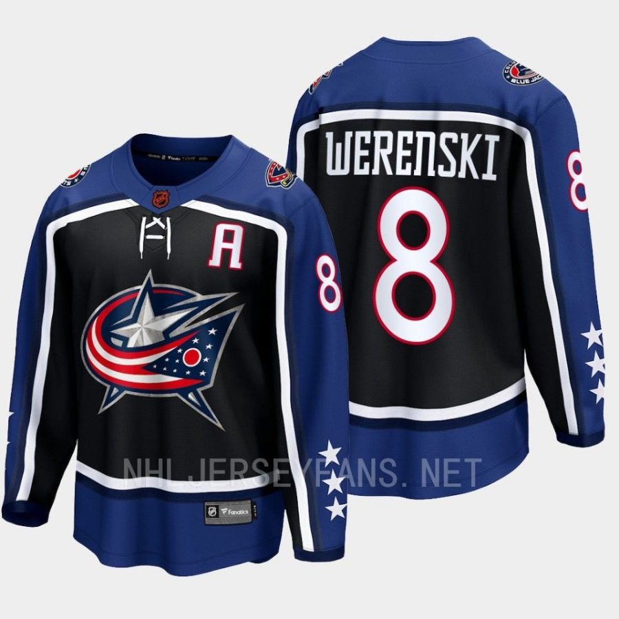 columbus blue jackets zach werenski special edition 2.0 2022 breakaway retro jersey navy