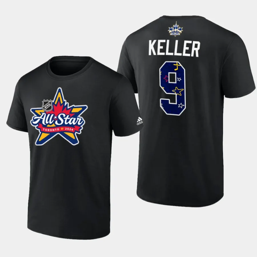 coyotes clayton keller black primary logo 2024 nhl all star t shirt