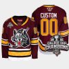 custom chicago wolves burgundy 2022 calder cup champs ahl jersey