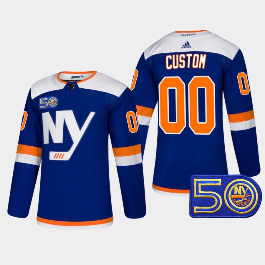 custom islanders royal 50th anniversary authentic alternate jersey