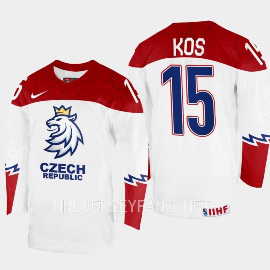 czech republic jakub kos 2023 iihf world junior championship jersey white