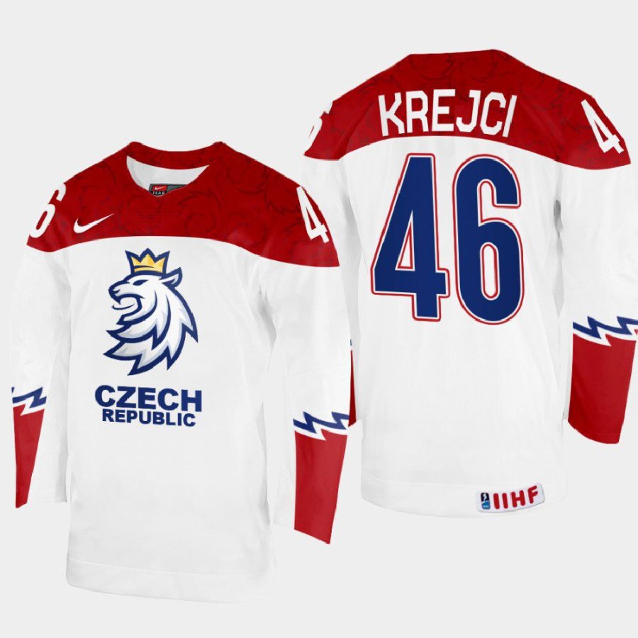 czechia hockey david krejci 2022 iihf world championship home jersey white