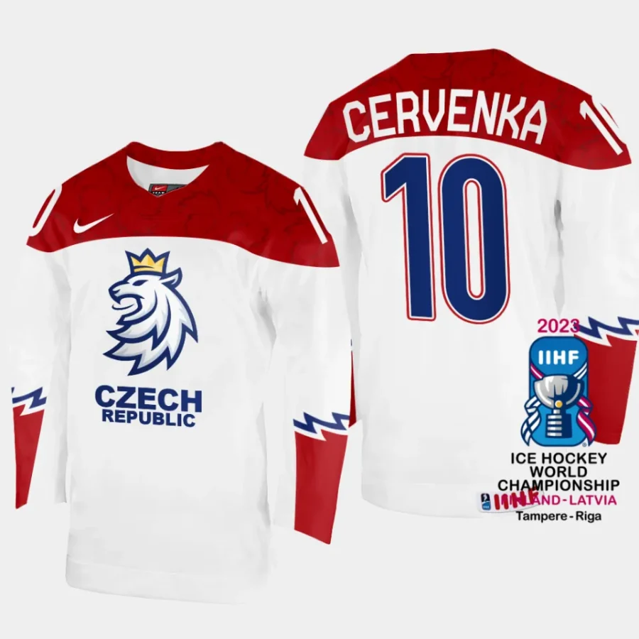 czechia hockey roman cervenka 2023 iihf world championship men home jersey white