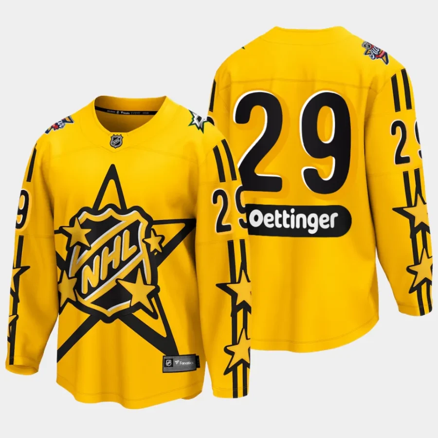 dallas stars jake oettinger 2024 nhl all star game breakaway jersey yellow