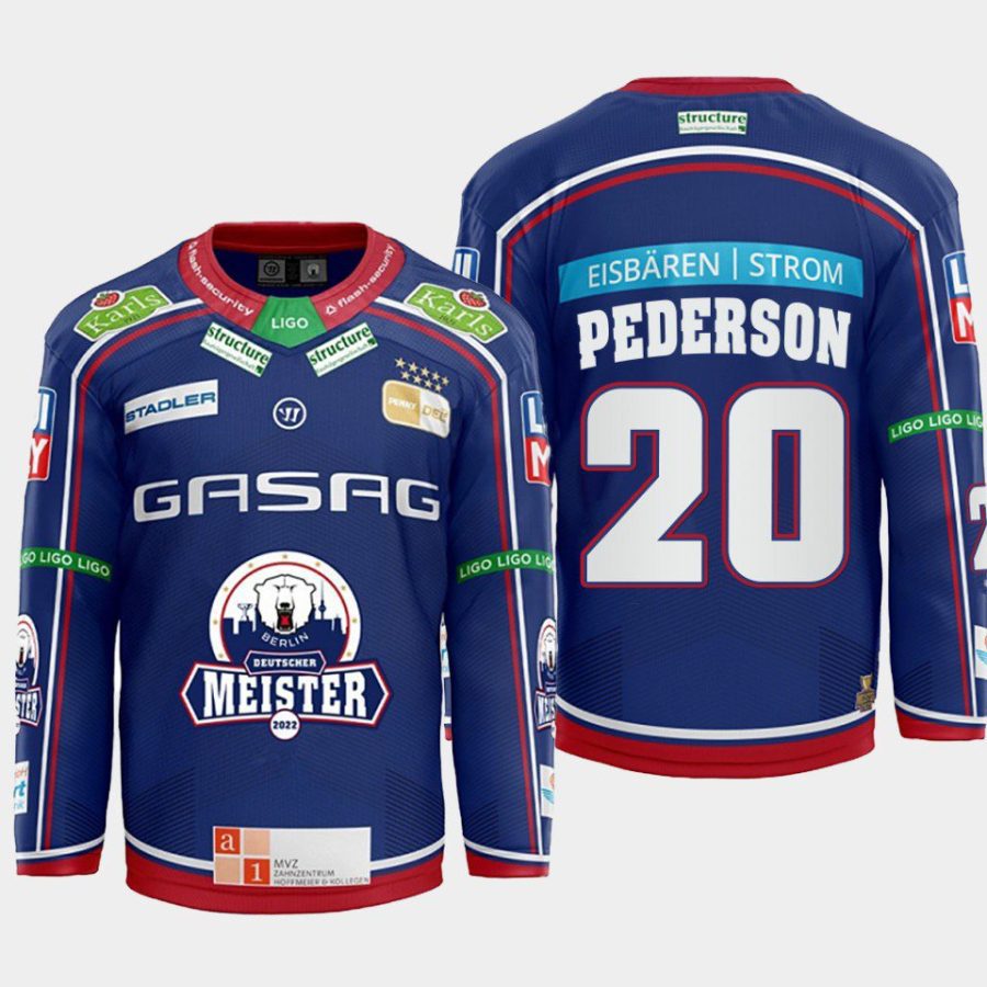 denis pederson eisbaren berlin blue home hockey jersey