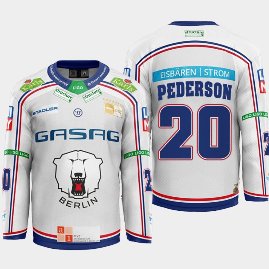 denis pederson eisbaren berlin white away hockey jersey