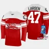 denmark hcokey oliver larsen 2023 iihf world championship away jersey red