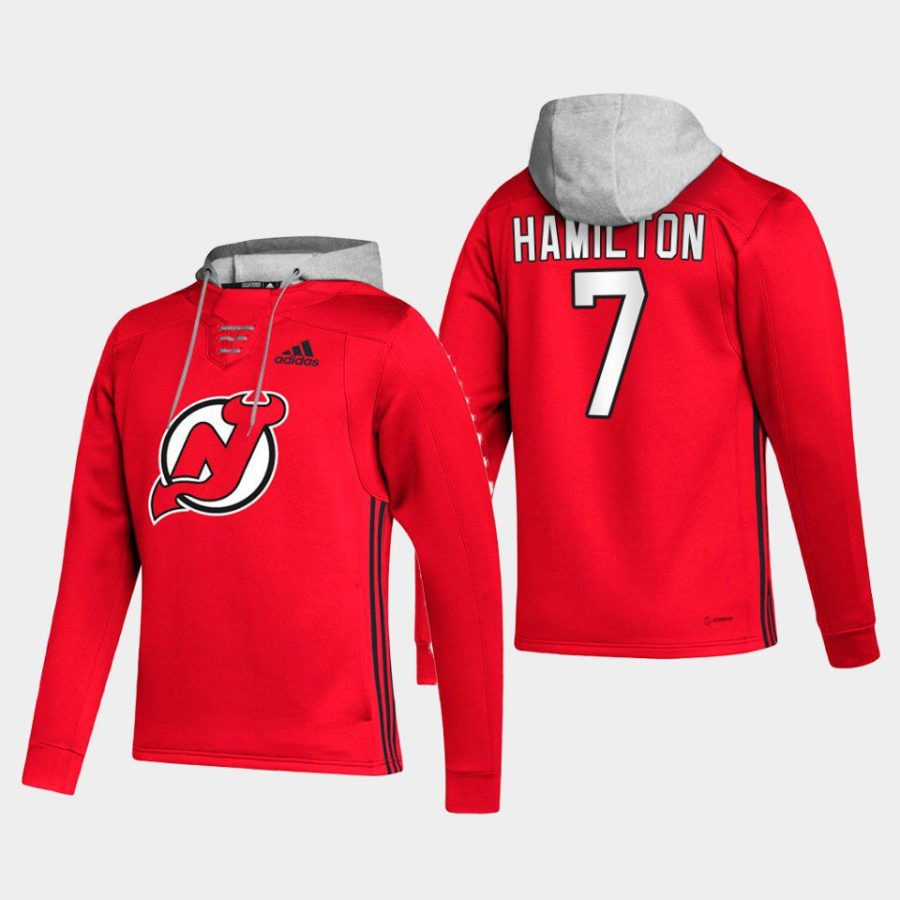 devils dougie hamilton red skate lace up hoodie