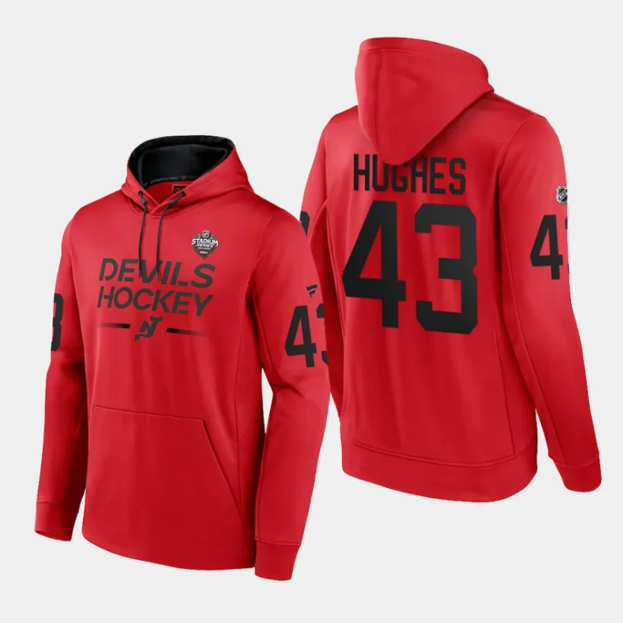 devils luke hughes red 2024 nhl stadium series authentic pro hoodie