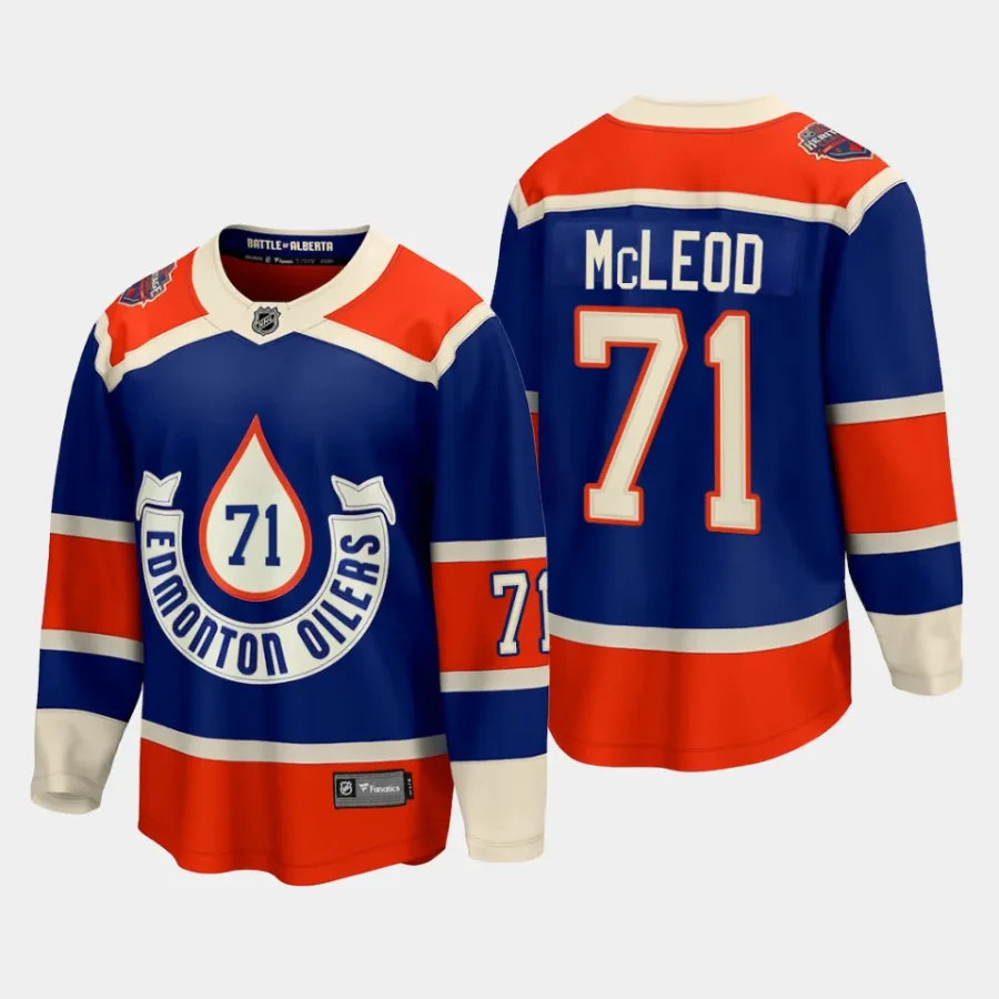 edmonton oilers ryan mcleod 2023 nhl heritage classic premier breakaway player jersey royal