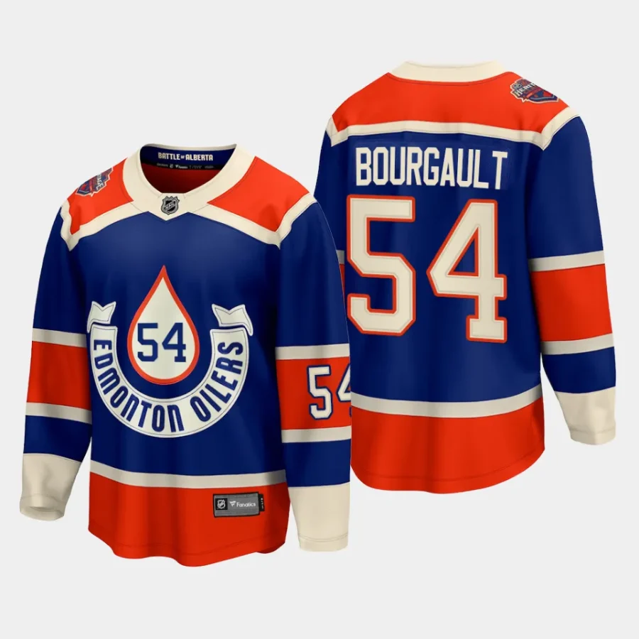 edmonton oilers xavier bourgault 2023 nhl heritage classic premier breakaway player jersey royal